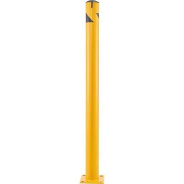 Global Industrial Steel Bollard w/Chain Slots & Removable Cap 4-1/2inDia. x 60inH Yellow, Gec, Mfr#: 670587